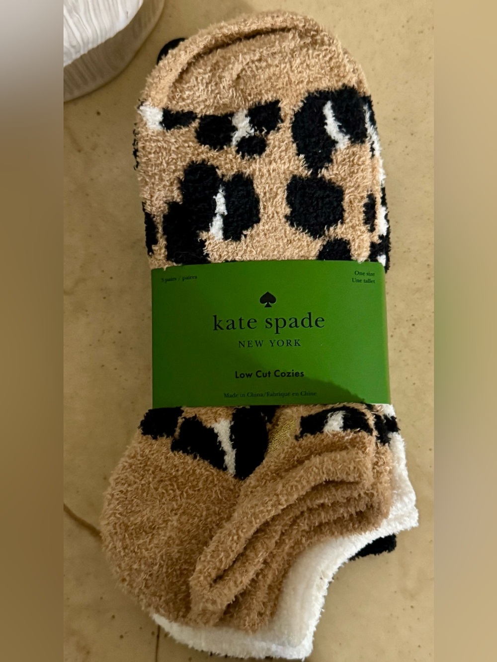 KATE SPADE LEOPARD LOW CUT COZIE SOCKS 3 PAIR NEW